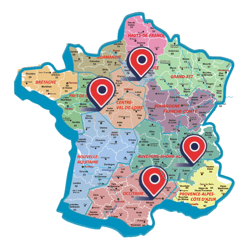 Cartes superposée points de passage potentiels